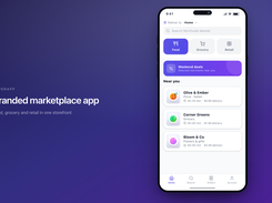 Branded marketplace app. Illustrative product view - fictional demo data.
