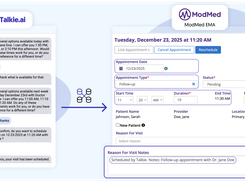 Appointments scheduled by the AI agent show up in your EHR