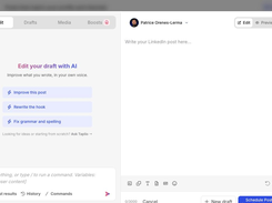 AI post editor: improve a post, rewrite the hook, fix grammar, then schedule it