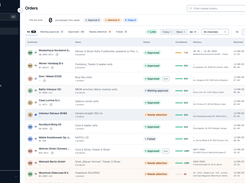 Order queue with status, confidence and channel at a glance