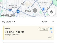 Map-based dispatch on the technician's phone