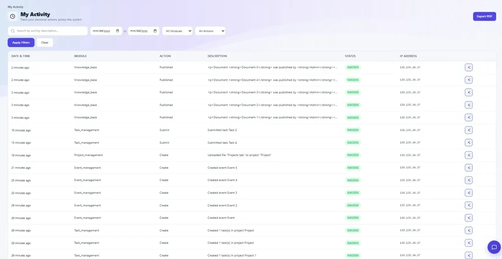 Activity Log