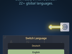 Promotional screen reading “Type Without Borders.” showing a Switch Language dialog over the Tessera Keyboard with German, English, Spanish, French, and Chinese options.