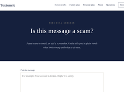 Free scam checker: paste a suspicious text and Uncle explains what looks wrong.