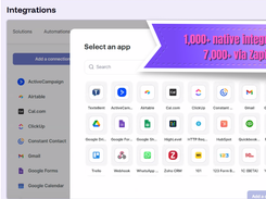 1,000+ native integrations, 7,000+ via Zapier