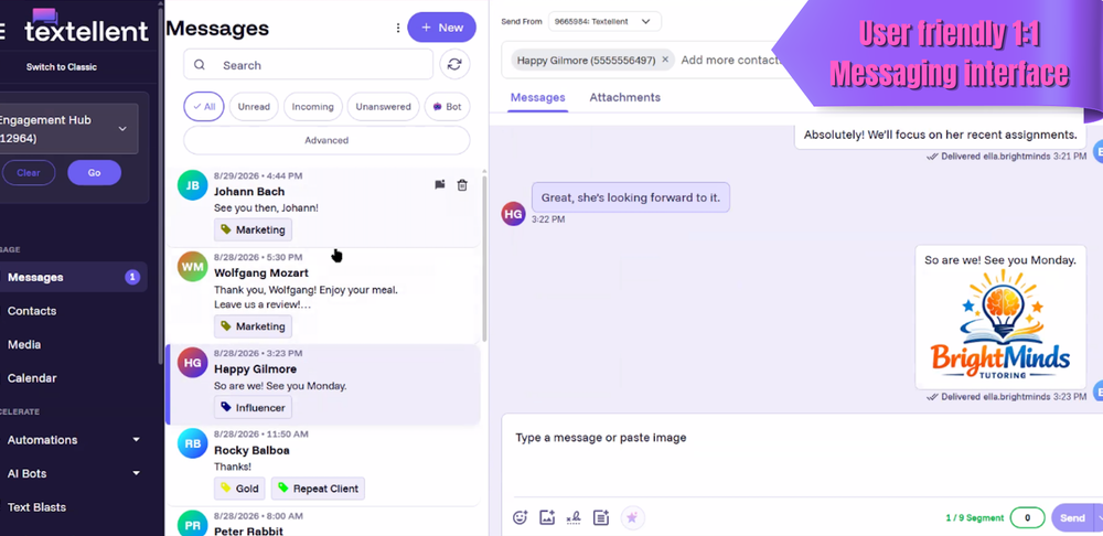 User friendly 1:1 Messaging interface