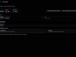 TG Dock new-pipeline wizard on the Basics step with a pipeline-name field and Stop Pipeline or Continue error-handling options.