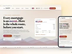 Desktop and mobile mockups show a responsive Copperline Home Loans homepage with navigation, mortgage copy, calls to action, and a monthly-payment calculator.