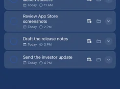 Todoing.ly mobile Today view with scheduled tasks and bottom navigation.