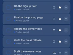 Todoing.ly mobile All Tasks view with task filtering and project labels.