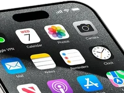 Angled iPhone home screen with the Toggle VPN app icon in the upper-left area among standard iOS apps.