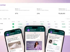 Campaigns dashboard with WhatsApp campaign metrics and phone-based message previews.