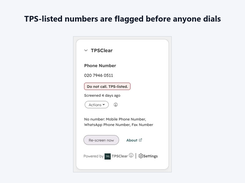 TPS-listed numbers are flagged on the HubSpot record before anyone dials