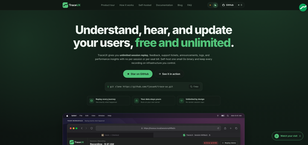 TraceUX Landing Page
