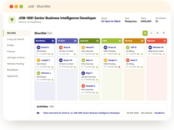 Move candidates through every stage of the shortlist in card view, with every linked record updating as you go.