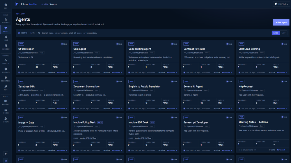 Agent Registry - Manage your AI workforce from one place. View, organize, and access the agents your organization uses to perform real business work.