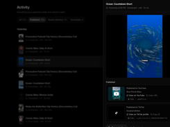 Scheduled pipelines publish on their own. Each run shows the finished video and its live posts on YouTube and TikTok.