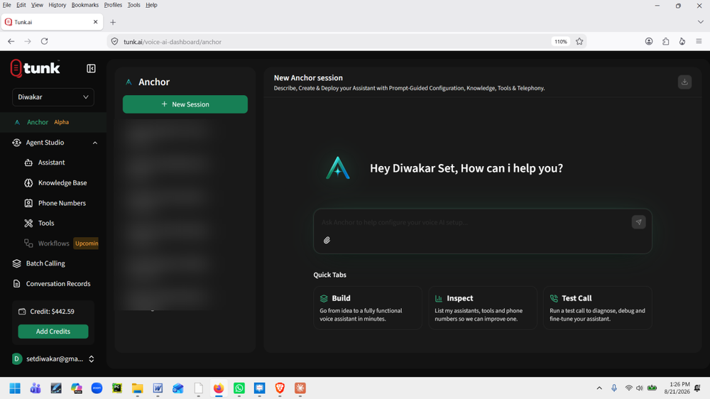 Tunk Anchor - Prompt to voice ai interface