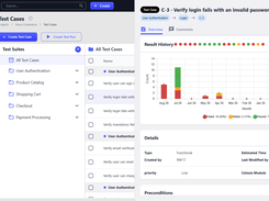 Show suites, sections, filtering, and bulk test case management.