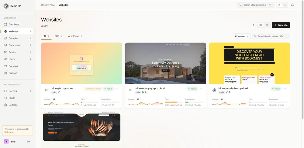 Websites Dashboard