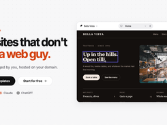 Unshift AI website builder landing page with a restaurant-site editor preview.