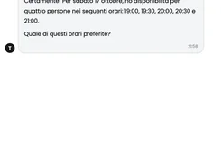 Mobile restaurant chat widget for Trattoria da Bruno, showing an Italian conversation about booking a table and an Uptonica-powered AI notice.