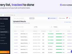 Follow all your bulk verification tasks with live progress, statuses, and results — every list tracked from upload to a clean, verified download.