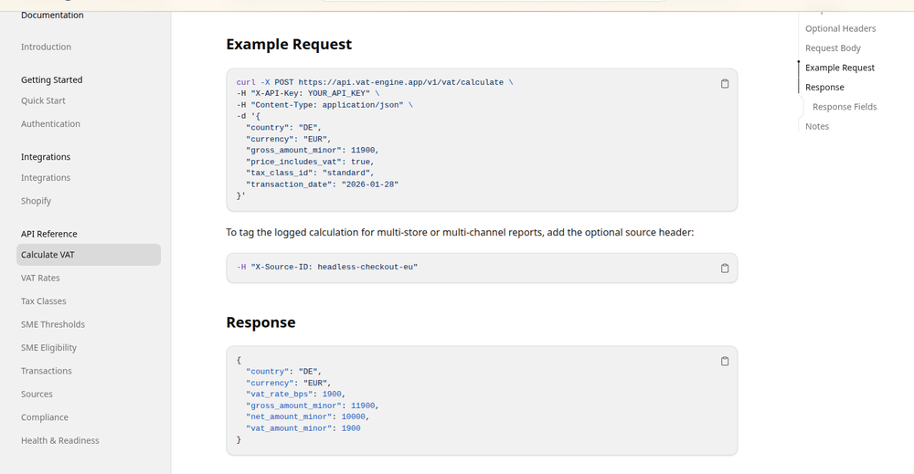 Calculate VAT API