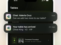 Keep staff informed with operational alerts for guest arrivals, table activity, deposits, and customer messages. Important updates stay visible while teams manage the venue in real time.