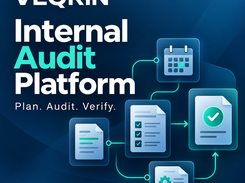 Veqrin Internal Audit Platform graphic showing calendar and document icons connected by arrows, with the text “Plan. Audit. Verify.”