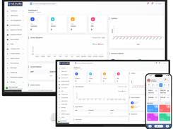 VeSure web dashboards are displayed on desktop and laptop screens alongside a mobile employee dashboard with attendance and leave actions.