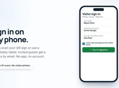 Visitors supports browser-based QR sign-in, invitations, passes and host notifications.