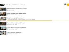 VidBee desktop interface showing a Downloads list with status filters, video thumbnails, download progress, and an Add URL button.
