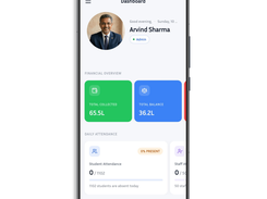 Admin Dashboard view on VidyalayaERP Android mobile app
