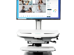Visionflex telehealth cart displaying a virtual consultation and TrueSteth controls.
