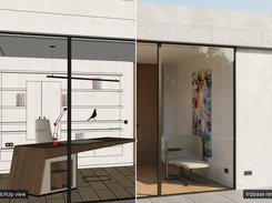 SketchUp view and Vizbase render, home office in a villa in Madeira. Design: Alise Jēkabsone. Render: Vizbase