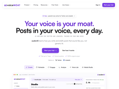 VoiceMOAT: AI writing tool for Twitter and LinkedIn, homepage.