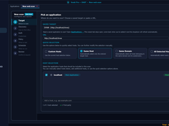 Vooki Pro new web scan wizard on the Target step, with saved target, URL, and host-selection options.