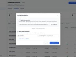 Invite candidates with a public interview link for job boards and LinkedIn, or send personalised email invitations with a unique secure link.