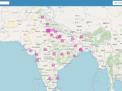 Map view of India with warehouse location markers.