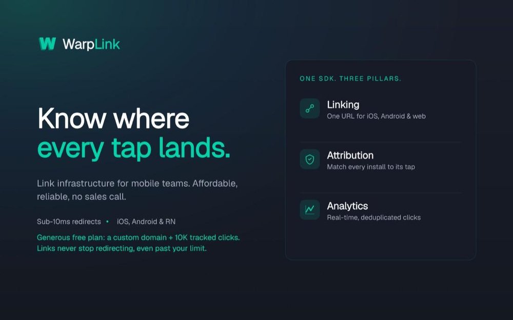 Know where every tap lands. Link infrastructure for mobile teams.