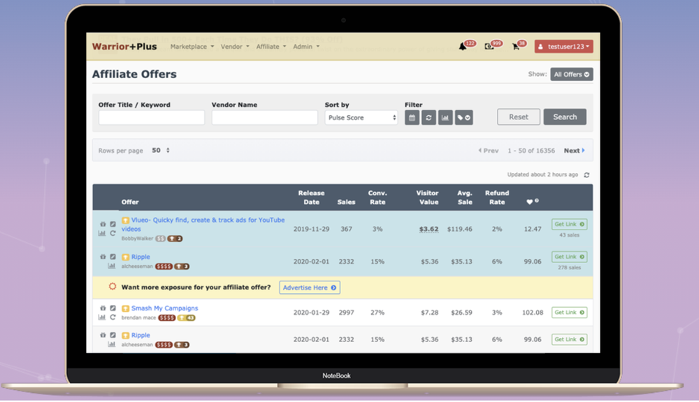 WarriorPlus Screenshot 1