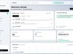 Overview: the conversations that need you today, agent replies and credit balance