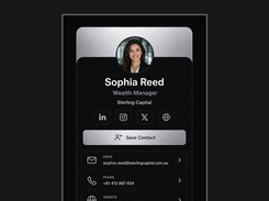 Live Wave digital profile with contact sharing, save contact and social links.