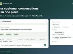WAWin for WhatsApp Web: translation, AI reply drafts, and customer follow-up. Product components with fictional demo data.