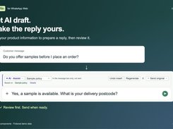Prepare an AI reply draft using product information, then review it before sending. Product components with fictional demo data.