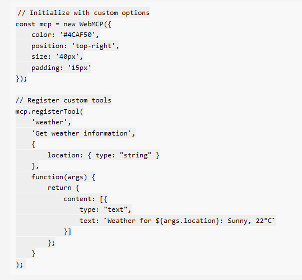 WebMCP Screenshot 1