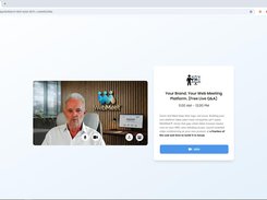 Guests land on a pre-join screen where they can adjust camera, mic, and background, swap in a static photo, review the meeting details, and click join.