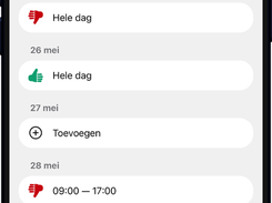 Easily view and manage your availability via the Werktijden.nl app. Indicate when you are available each day and keep your schedule organized.