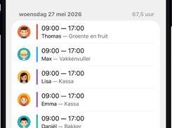 View your personal schedule or your department's roster directly in the Werktijden.nl app. Quickly see who is working when and which role or department is scheduled.